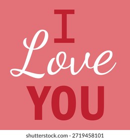 Fondo rosa romántico con tipografía roja y blanca audaz con la frase Te amo para el día de San Valentín