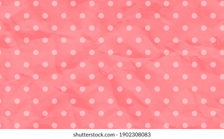 Romantisches rosafarbenes Papier auf zerbrochenem Hintergrund mit hellem Polka Dot weiß. Pastellfarbener, gemachter Papierhintergrund. Einfaches kreatives, kreatives Papierdesign. Rosengold, rosafarbenes Gold. Vektorgrafik EPS10.