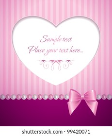 romantic pink background with pearls and bow