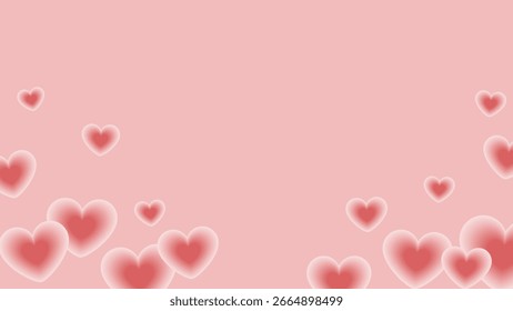 Romantic pink background with soft glowing hearts, dreamy and tender love-themed design, perfect for Valentine's Day, wedding, anniversary, or romantic greeting card.