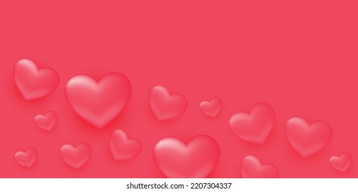 Romantic pink background vector illustration with heart shapes. Creative love theme banner for valentines day and wedding party 