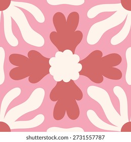 Romântico Pink Blossom Padrão Sem Costura. Ornamento floral fluente com curvas suaves e humor suave, perfeito para convites, papelaria e marca decorativa. Ilustração vetorial