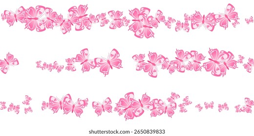 Romantic pink butterflies abstract vector wallpaper. Summer vivid moths. Simple butterflies abstract children illustration. Tender wings insects patten. Garden beings.