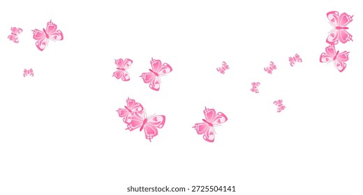 Fondo de pantalla de Vector abstracto de mariposas rosadas románticas. Insectos primaverales. Mariposas simples abstractas ilustración para niños. Patrón de polillas de alas tiernas. Criaturas frágiles.