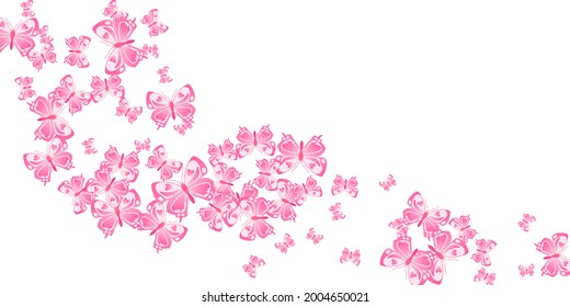 Romantische rosa Schmetterlinge einzeln auf Vektorhintergrund. Frühlingsbunter Insekten. Fancy Schmetterlinge einzeln auf geistlichem Hintergrund. Sensible Flügel Moths Grafikdesign. Tropische Kreaturen.