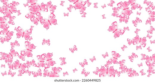 Romantic pink butterflies isolated vector illustration. Summer pretty insects. Fancy butterflies isolated children wallpaper. Delicate wings moths graphic design. Nature beings.