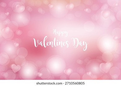 Fondo rosado romántico del día de San Valentín con las luces suaves del bokeh y las Formas flotantes del corazón, perfectas para el amor, la celebración, y los diseños del saludo del día de fiesta.