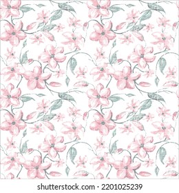 Romantic Pink Elegant flowers pattern. Abstract pink florals. seamless pink florals, orchids, lilies, roses, exotic flowers, palm leaves,Vintage flowery pattern. Seamless floral background