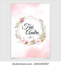 Romantic Pink Floral Watercolor Background Card. Illustrator and designer. Wedding Invites, save the date, Birthday Invites, Video Invites, E-Cards.