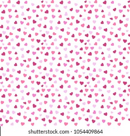 Romantic pink heart background. Vector illustration for holiday design. Many  hearts on white background. For wedding card, valentine day 