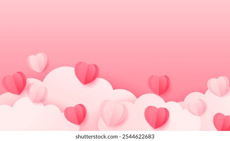 Romántico Vector de fondo de corazón rosa. Símbolos del amor del Vector para el día de San Valentín, felicitación del cumpleaños, día de la madre, feliz de las mujeres