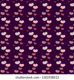 Romantic Pink Heart pattern, Valentines day background. Seamless repeating heart motif pattern background shades of pink on dark bg. Gift for loved ones. Best for card design, web backgroud etc