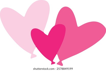 Romantic Pink Heart Trio – Love and Valentine’s Day Illustration