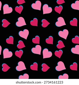 Padrão de amor romântico de corações cor-de-rosa