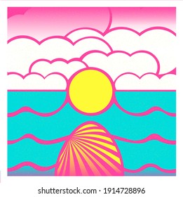 paisaje romántico rosa, postal y fondo, sueños