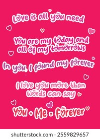 Romantic Pink Love Quotes with Heart Background – Perfect for Valentine's Day and Social Media