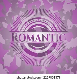 Romantic pink on camouflaged pattern. Vector Illustration. Detailed. 