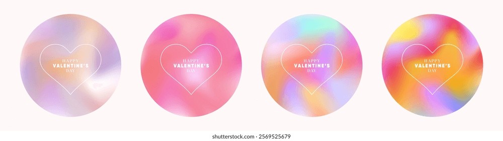 Romantic Pink Orange Violet Gradient Background. Heart Shaped Valentines Day Circular Art for Festive Abstract Designs.
