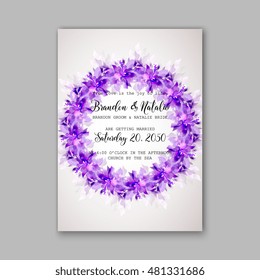 Romantic pink peony bouquet bride wedding invitation template design. Winter Christmas wreath of pink flowers and pine and fir branches. Ribbon