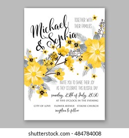 Romantic pink peony bouquet bride wedding invitation template design. Winter Christmas wreath of pink flowers and pine and fir branches