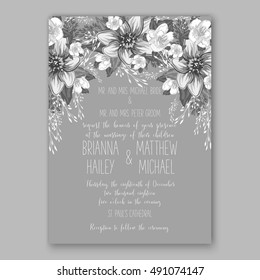 Romantic pink peony bouquet bride wedding invitation template design. 