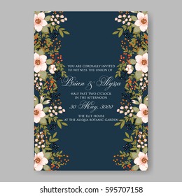Romantic pink peony bouquet bride wedding invitation template design. Winter Christmas wreath of pink flowers and pine and fir branches