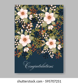Romantic pink peony bouquet bride wedding invitation template design. Winter Christmas wreath of pink flowers and pine and fir branches