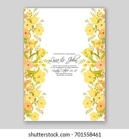 Romantic pink peony bouquet bride wedding invitation template design. Winter Christmas wreath of pink flowers and pine and fir branches. Ribbon