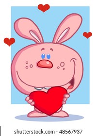 Romantic Pink Rabbit With Heart