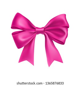 Romantic Pink Ribbon Bow Isolated On Stock Vector (Royalty Free ...