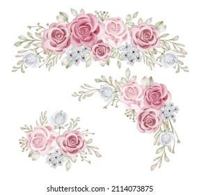 Romantic Pink Rose Flower Wreath Isolated Clipart