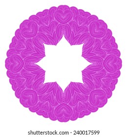 Romantic pink template for your design. Pink round mandala ornament.