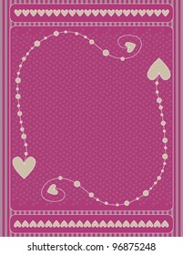 Romantic pink valentine vector background with hearts