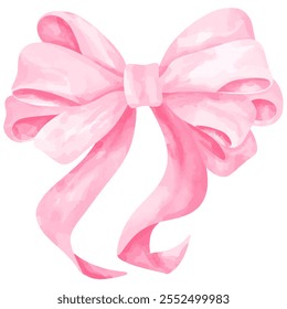 Romantic Pink Watercolor Ribbon Bow