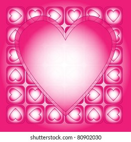 Romantic pink and white vector heart background