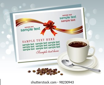 romantic postcard with a cup of coffee