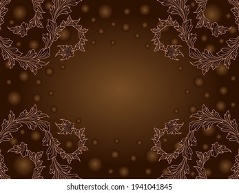 Romantic postcard with floral elements and circles in brown and beige colors