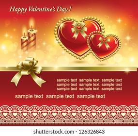 romantic postcard with heart and candle