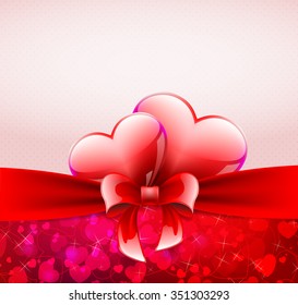 Romantic postcard with hearts