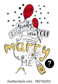 Romantic postcard with the offer to marry.