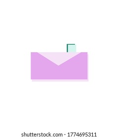 Postal romántica. Sobre rosado con icono de marcador. Ilustración del vector