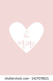 Romantic postcard template. Love symbol in vector. Design for valentines day card or banner. Be mine valentine with heart shape symbol.