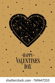 Romantic postcard with Valentine's Day. Elements and text. Vector illustration.