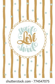 Romantic postcard with Valentine's Day. Elements and text. Vector illustration.