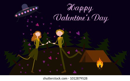 Romantic postcard for Valentine`s Day. Vector illustration