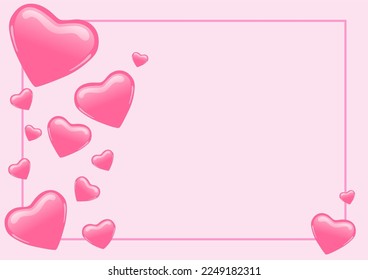 Romántica decoración de afiches con el marco del corazón para la tarjeta de felicitación del Día de San Valentín o invitación a la boda. Plantilla de borde rosa del vector. ilustración vectorial