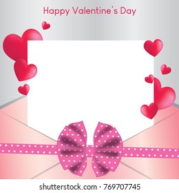 Romantic poster frame decoration with hearts and frame for Happy Valentines Day