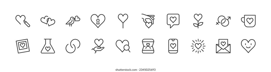 romantic premium line icons. Pack of outline objects for web and UIUX design. Icon collection