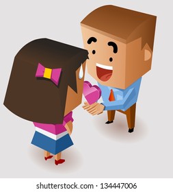 Romantic proposing on Valentine. Vector Illustration