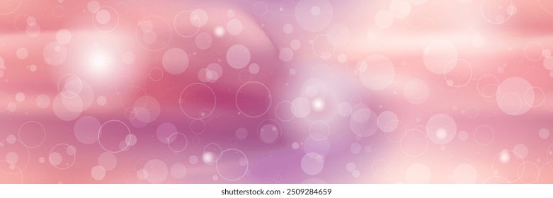 Fondo sin fisuras de degradado de rubor púrpura romántico con patrón de círculo superpuesto. Fondo de Vector Abstractas con brillo. Bolso rosa dulce con efecto perlado